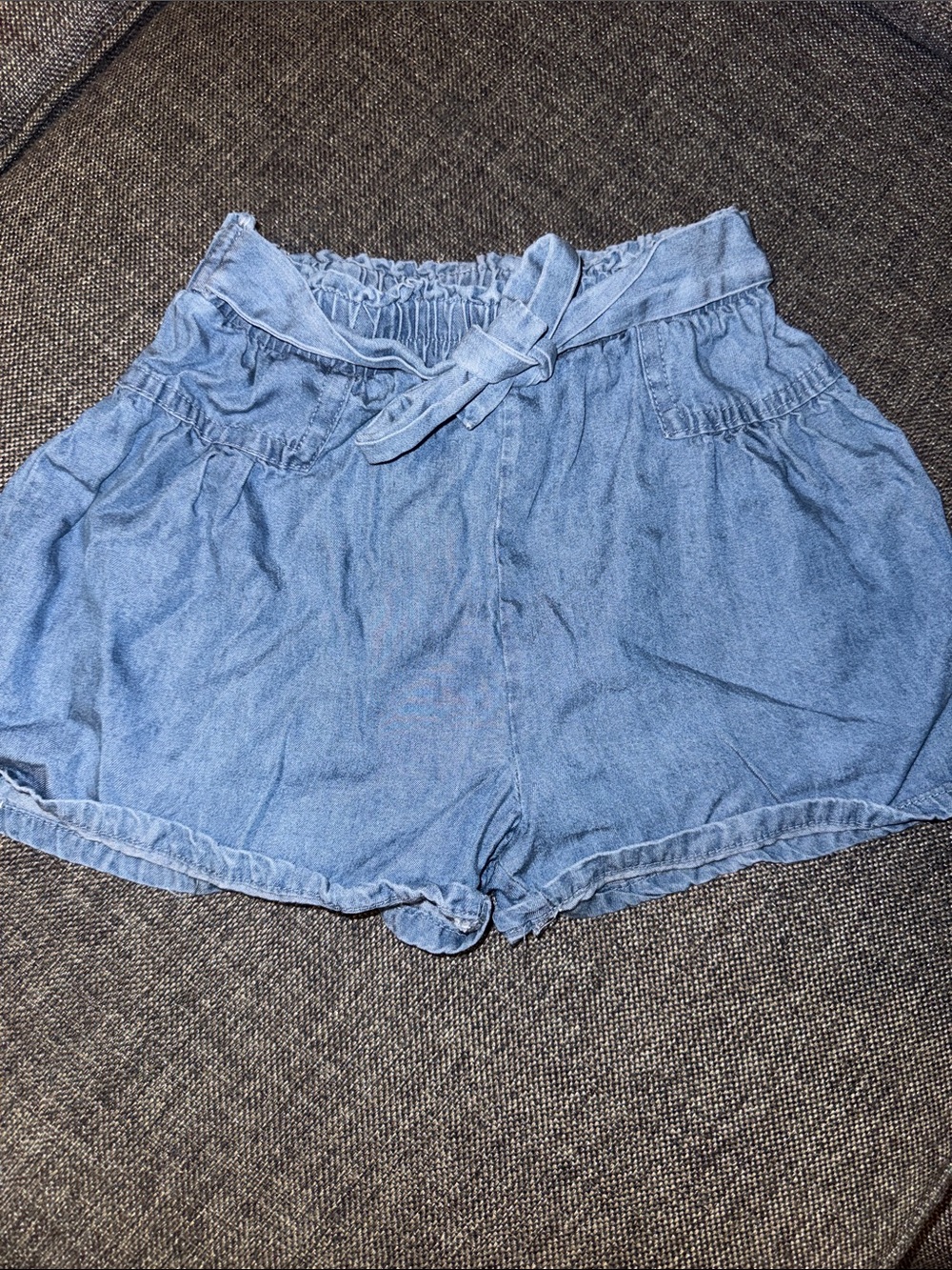 Light Blue Denim Paperbag Waist Girl’s Shorts